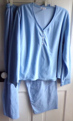 Women Jockey Blue 2 Pc Plush Sleepwear Pajama Set Plus Size XXL - Image 1 of 4