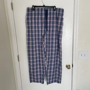Izod Sleepwear Lounge Pants Gray Blue Pink Plaid Drawstring Men's XXL New - Picture 1 of 13