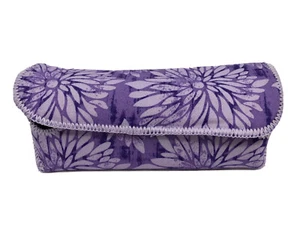 New Purple Flower Semi Hard Eyeglass Case With Flip Closure - Picture 1 of 7