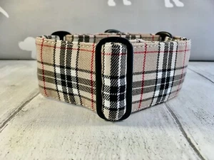 Beige Tartan Dog Collar Martingale Collar Martingale Collar and Lead Greyhound  - Picture 1 of 10