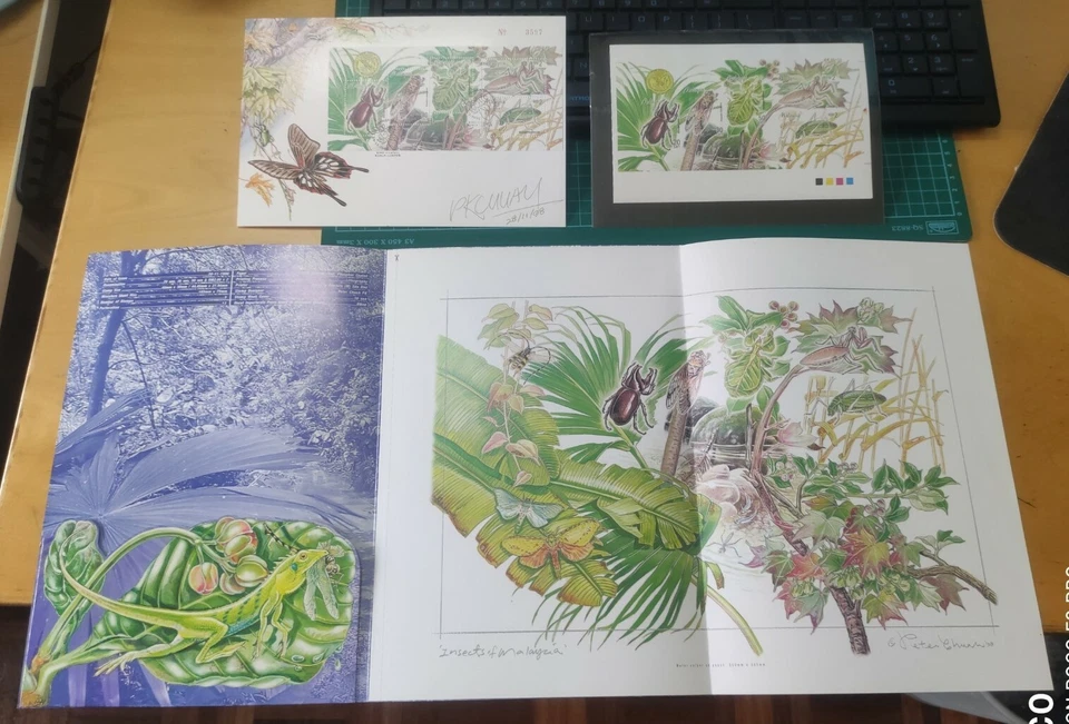 PSM Special Folder Set 1998 Malaysia Insect Imperf Sheet & Perf Stamp FDC Card  - Image 1 of 4