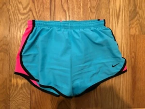 Nike Dri-Fit Teal & Pink Athletic Running Shorts - Girl's Size L (14) -EUC - Picture 1 of 3