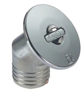 TAPPO IMBARCO BENZINA 45° COLLO D 38 MM OTTONE CROMATO ACCESSORI NAUTICA - Foto 1 di 1