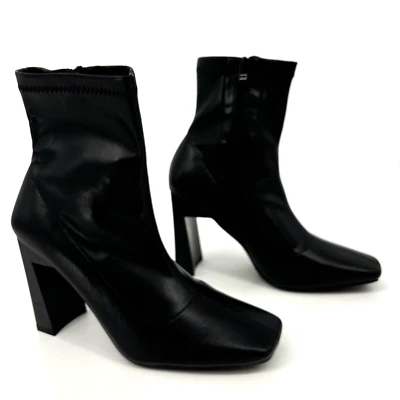 Public Desire True Square Toe Heeled Black Ankle Boots US 7 /UK 5 NWT - Image 1 of 4