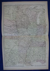 AMERICA, USA, VALLEY OF THE MISSISSIPPI, original antique map, Blackie, 1884 - Picture 1 of 3
