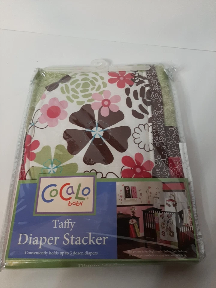 New Cocalo Baby TAFFY Collection Diaper Stacker~  Flower - Pink Green Chocolate - Image 1 of 1