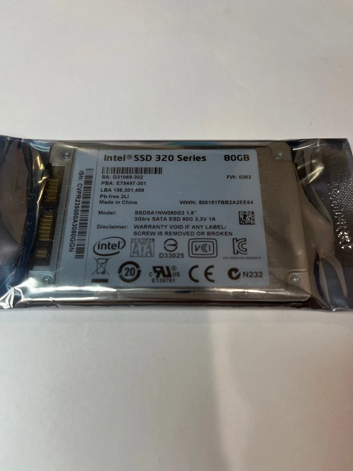 Intel 320 Series 80GB Internal 1.8" (SSDSA1NW080G301) SSD - Image 1 of 2