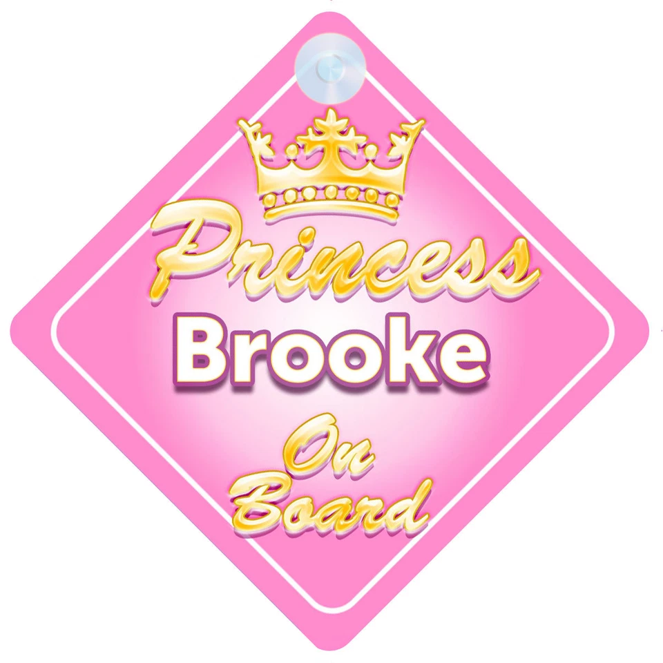 Letrero de coche de bebé niña personalizado a bordo Crown Princess Brooke