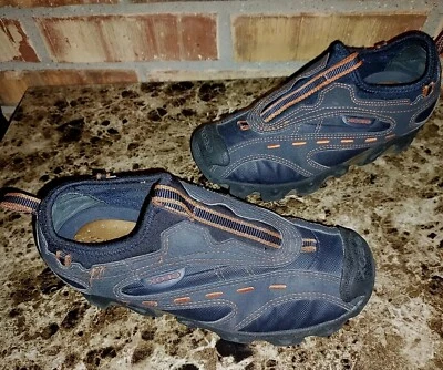 GEOX Respira Tenis Talla US 3 | 34 EUR Azul y Naranja Gamuza Zapatos de Senderismo Sin Cordones Foto 1 de 4