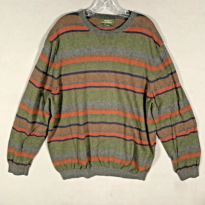 Suéter Eddie Bauer Para Hombres Talla XL Algodón Mezcla Cachemira Multicolor Rayas Foto 1 de 4