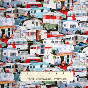 Camper Fabric - Vintage Trailers RV Packed - Elizabeth's Studio YARD - Picture 1 of 1