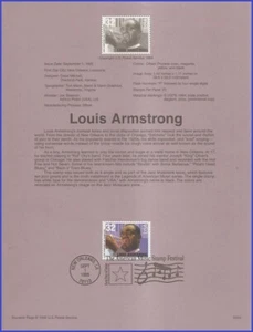 USA8 #2982 U/A SOUVENIR PAGE FDC   Louis B. Armstrong - Picture 1 of 1