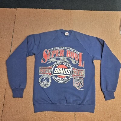 ВИНТАЖНАЯ ТОЛСТОВКА NEW YORK GIANTS Superbowl XXV 1990 Mediun сделано в США NFL T4a - Изображение 1 из 4