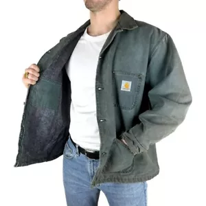 Vintage Carhartt Michigan Blanket Lined Chore Jacket Rare Green, Fits XL (CB161) - Picture 1 of 6