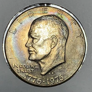 1776-1976 D 1$ Eisenhower Liberty Bicentennial coin~ SUPER rainbow toning color - Picture 1 of 16