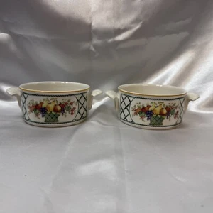 2er SET VILLEROY & BOCH KORB 4-1/4"D GRIFF FLACHE CREME SUPPENSCHÜSSELN - Bild 1 von 6