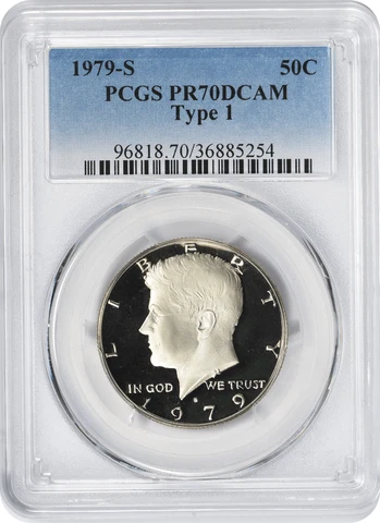 1979-S Type 1 Kennedy Half PR70DCAM PCGS Proof 70 Deep Cameo Filled 'S' Cover