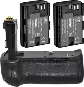 BG-E14 Battery Grip Replacement for Canon EOS 70D, 80D, 90D + 2 LP-E6N Batteries - Picture 1 of 7