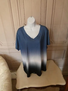 Womens Summer Tie Dye Short Sleeve V Neck T Shirt Loose Tunic Tops XXL - Picture 1 of 4