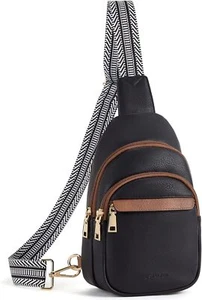 BOSTANTEN Petit Sac à Écharpe pour Femmes Sacs à Bandoulière en Cuir Fanny Pack A-Noir - Photo 1/8
