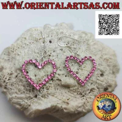 Orecchini Argento 925‰ a monachella con cuore di zirconi grande incastonati - Immagine 1 di 3