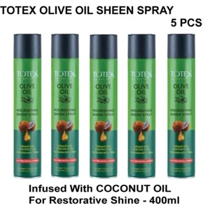 5 Pack Totex Olive Oil Sheen Spray Coconut Oil Restores Shine & Moisture 400ml - Picture 1 of 8