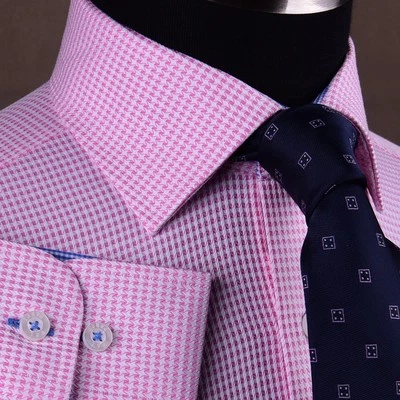 Camisa de Vestir Rosa Pata de Gallo Retro B2B Cuadros y Cuadros Para Hombres Semi Formal Negocios Foto 1 de 4