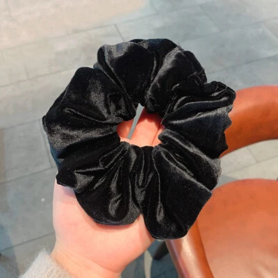 Large Velvet Scrunchies Womens Solid Rubber Bands Ponytail Elastic Hair Ties ↕ - Image 1 of 4