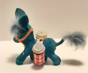 JUEGO COCTELERA DE SAL Y PIMIENTA BURRO BURRO FLOCADO AZUL VINTAGE HONG KONG AÑOS 60 - Imagen 1 de 6