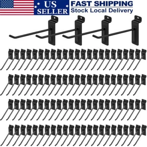 50 Pack Heavy Duty Slatwall Hooks Black Slatwall Panel Accessories Assortmen - Picture 1 of 7