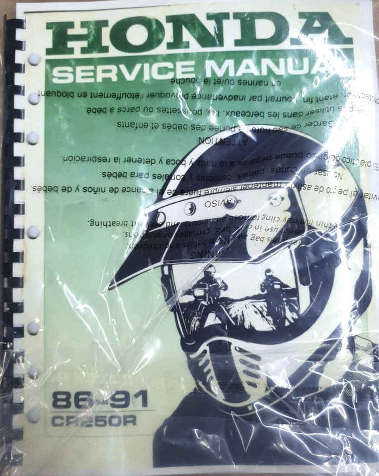 Manual de reparación de taller de servicio Honda Cr250r 1986-1991 encuadernado en peine de grado profesional Foto 1 de 4