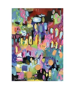 Painting Abstract A4 original On Paper Unframed By Kenna “Day Off” Signed - Foto 1 di 4