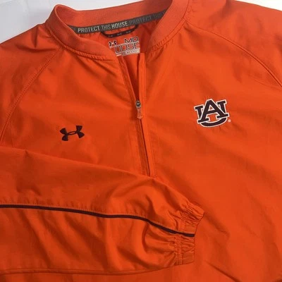 Chaqueta Under Armour Para Hombre Naranja Castaño Rojizo Tigres Rendimiento Cuarto Cremallera Talla Med Foto 1 de 4