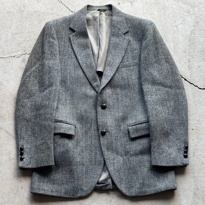 Blazer escocés Harris Tweed vintage años 80 100 % lana gris talla 41 Foto 1 de 4