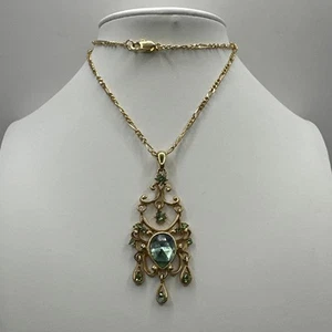 Vintage S. Lind Signed 14k GE Gold Electroplate Pendant Necklace 20” - Picture 1 of 4