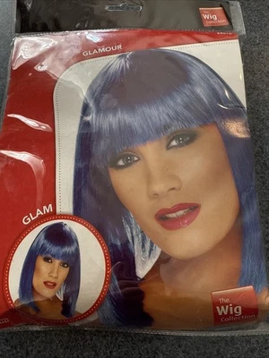 Halloween Wig Glam Bright Blue New In Package Adult Costume Accessory - Image 1 of 4