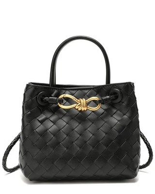 Bolso Tiffany & Fred Paris de cuero tejido con asa superior para mujer negro Foto 1 de 3