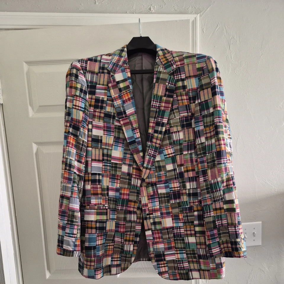ABRIGO DEPORTIVO BLAZER ALAN FLUSSER Madras Cuadros Algodón Retazos 44L Multicolor Foto 1 de 4