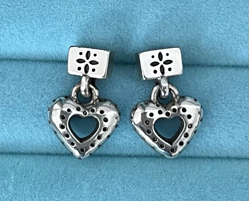 Brighton TINY CHARMS Silver Dangling Small Open Heart Post Earrings - Image 1 of 1
