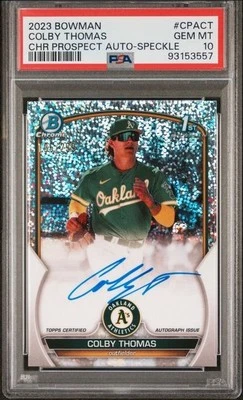2023 Bowman Colby Thomas Chrome Prospect Auto Speckle /299 PSA 10 - 1st Bowman - Image 1 of 2