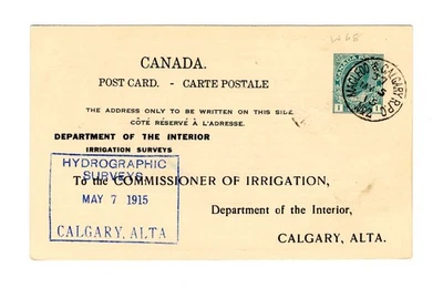 H313 Canada RPO Railway - Macleod & Calgary 1915 CDS Cancelar Postal - Alberta Foto 1 de 2
