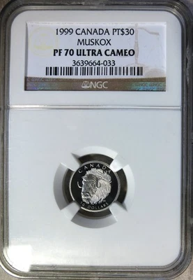 1999 Canada 1/10 oz. Platinum $30 Muskox NGC PF 70 Ultra Cameo - Image 1 of 2