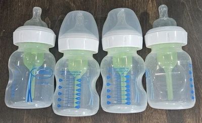 Dr. Brown’s 5 oz Plastic Blue Baby Bottles Lot of 4 Anti-Colic BPA-Free Feeding - Image 1 of 3