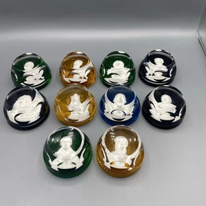 1970er Franklin Mint Baccarat Kristall Briefbeschwerer Führer der Geschichte Lot von 10 - Bild 1 von 12