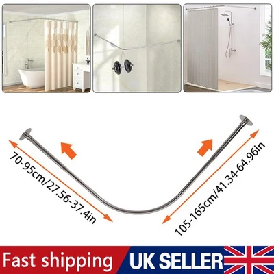 L Shape Shower Rail Rods Curtain Rod Wall Mounted Curved Bath Pole for Bathroom - Image 1 of 4