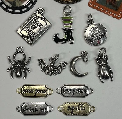 Lot Of Halloween Charms & Pendants To Add To Your Own Craft Or Jewelry Pieces - image 1 of 4