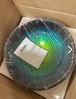 Fregadero de recipiente de vidrio Kraus KGW-1700, grifo, drenaje emergente, anillo de montaje Foto 1 de 2