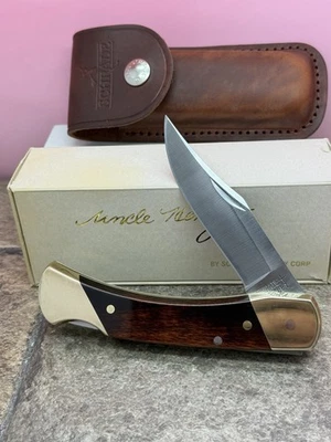 Cuchillo SCHRADE EE. UU. Tío Henry Pata de Oso LB7 Antiguo Stock Años 80 Caja de Bloqueo Funda Foto 1 de 3