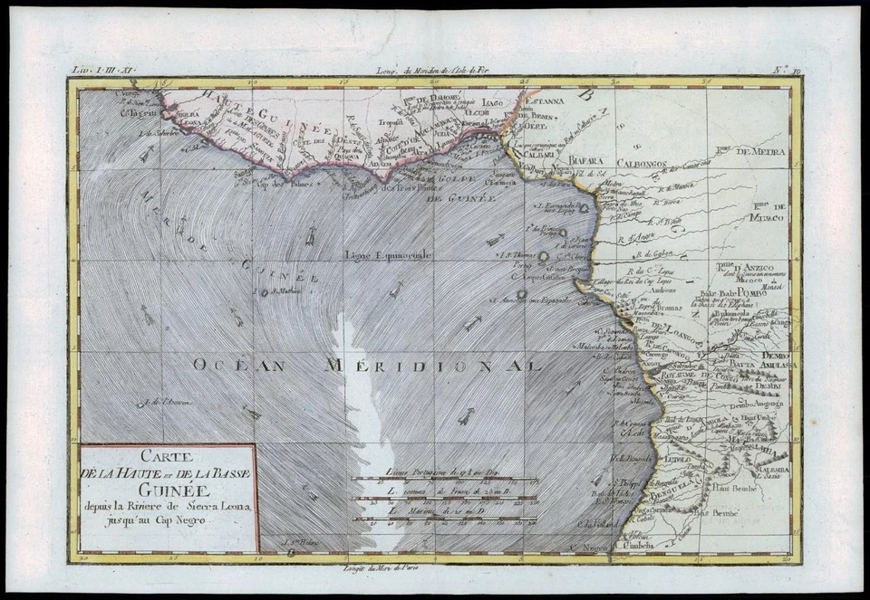1780 Antique Map DE LA HAUTE BASSE GUINEE SIERRA LEONE Guinea by Bonne (41) - Image 1 of 1