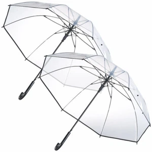2er-Set transparente Stock-Regenschirme, Stahl & Fiberglas, Ø 100 cm - Bild 1 von 4